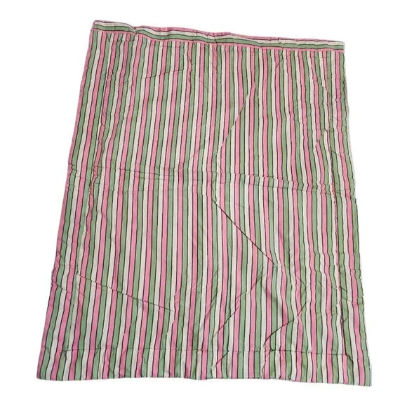 Pink Owl Baby Blanket Crib Quilt 42x34 Reversible Striped Back Nursery Decor - Picture 2 of 4